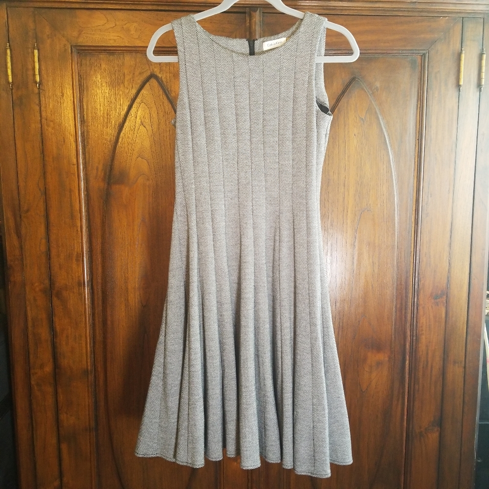 Calvin Klein, Herringbone print, fit & flare dress